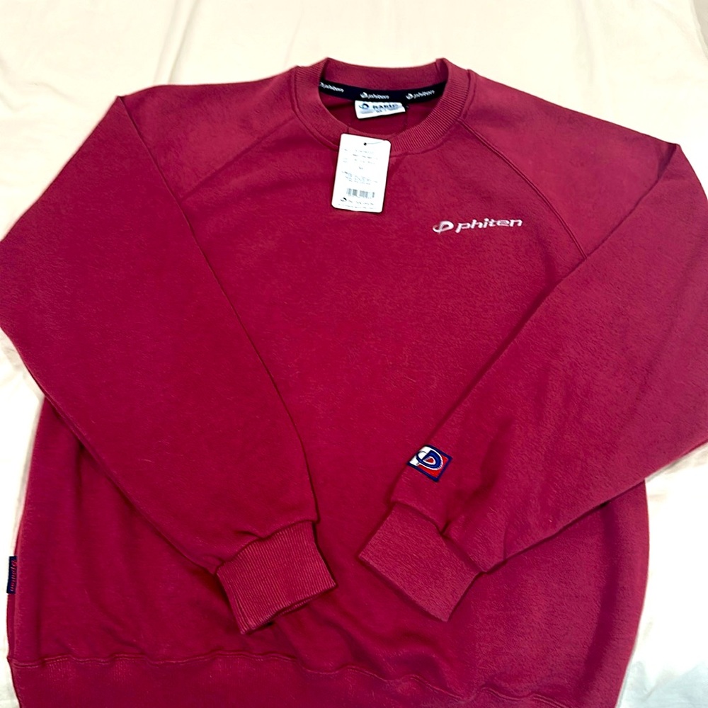 New-Phiten Long Sleeve Sweat trainer- Wine Red- Size M